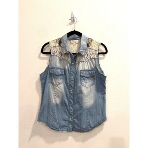 Miss Me Denim Vest Women's Size L Western Cowgirl Festival Country Equestrian